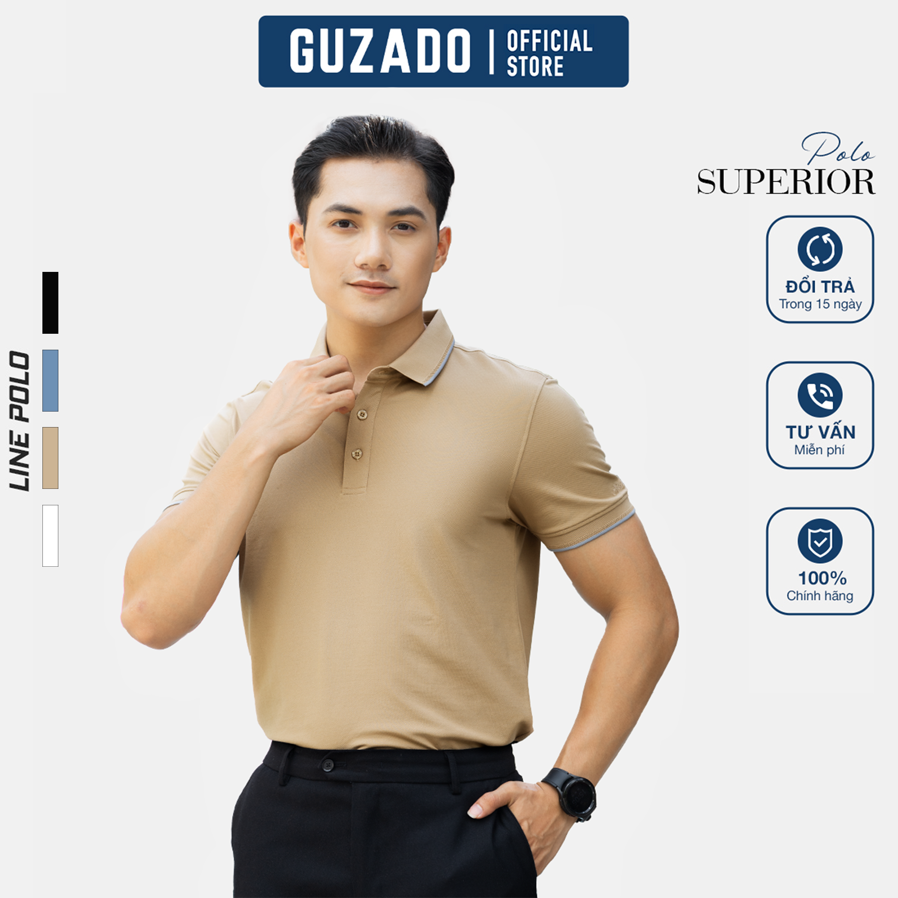   TẶNG QUÀ ĐƠN 599K CHỈ 29.12  Áo Polo  Nam GUZADO Thiết Kế Cổ Bẻ Sang Trọng Tinh Tế Chất Vải Cá Sấu Mềm Mại  Giữ Form Tốt MPS207 