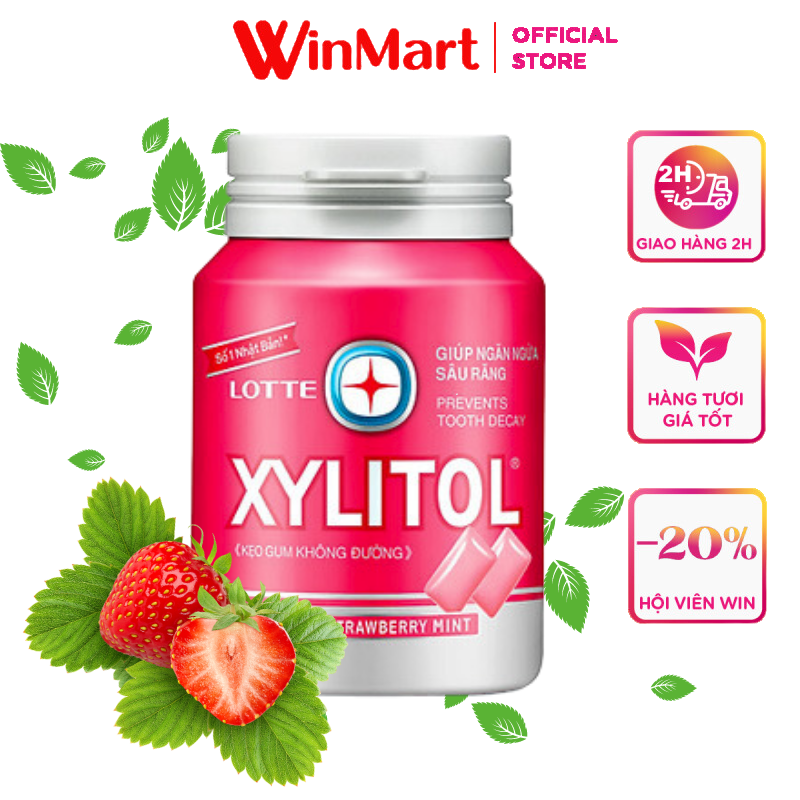 Siêu thị WinMart - Kẹo gum xylitol strawberry mint hộp 58g