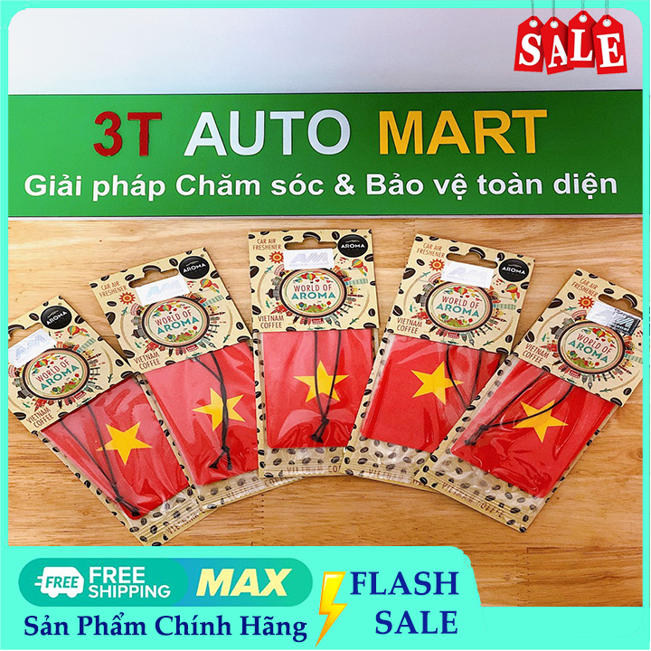 Lá cờ thơm treo xe hơi hương coffee Aroma car Việt Nam