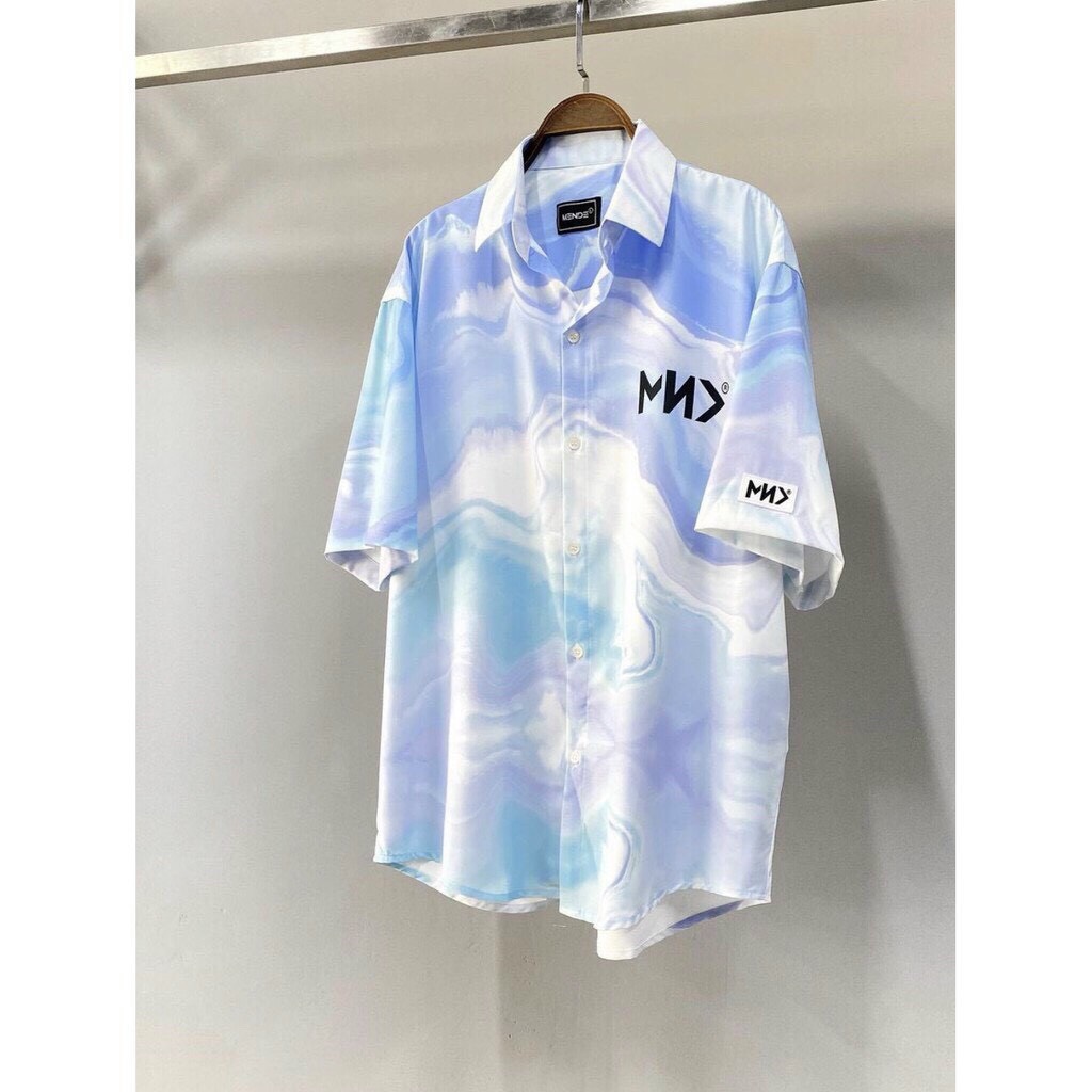 &Aacuteo sơ mi nam nữ cặp đ&ocirci chuẩn Unisex form rộng thọa m&aacutei họa tiết loang m&agraveu MNY chất lụa mềm tho&aacuteng m&aacutet thấm h&uacutet mồ h&ocirci tốt