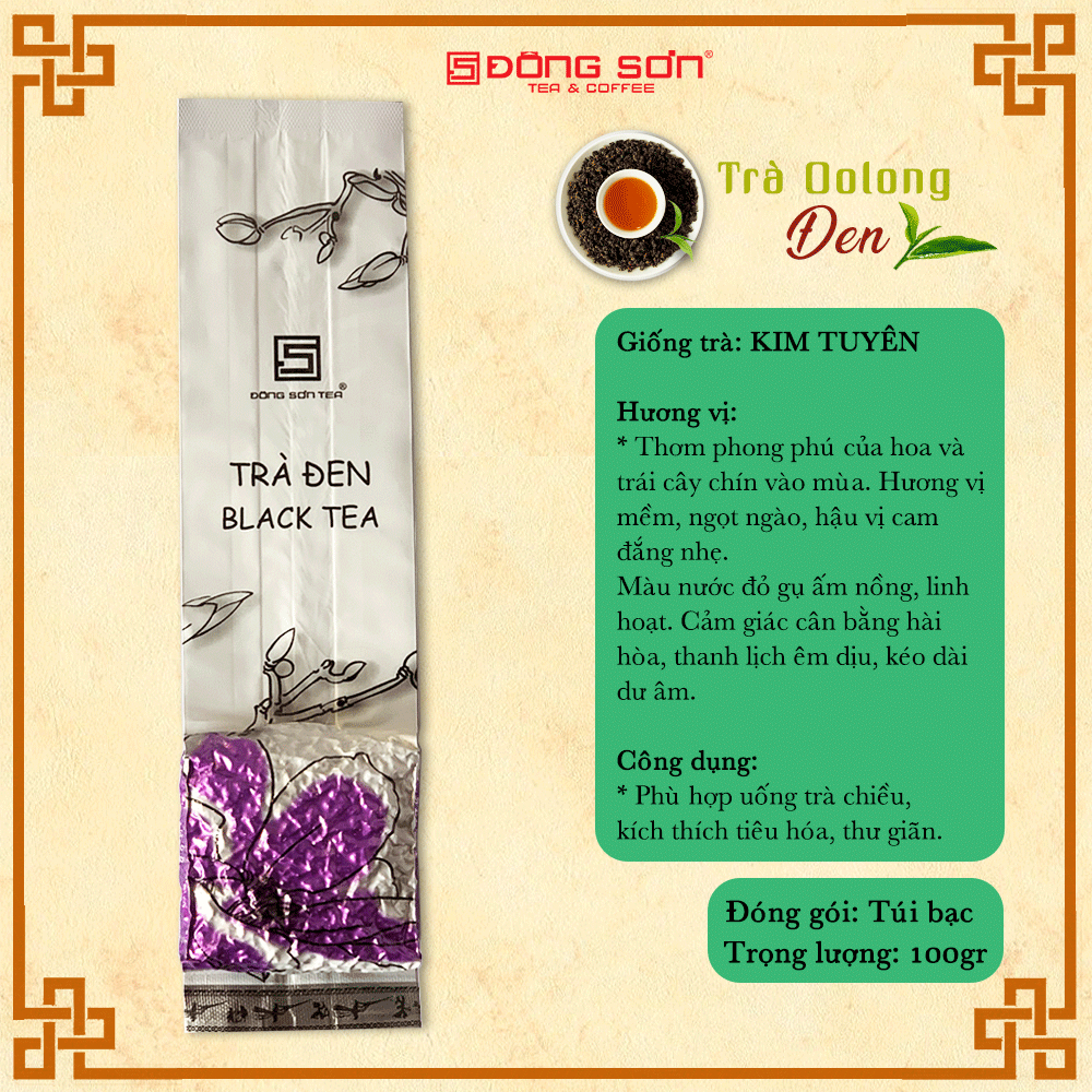 Trà ô long oolong black tea - hương vị caramel và hậu ngọt - gói 100g - đông sơn