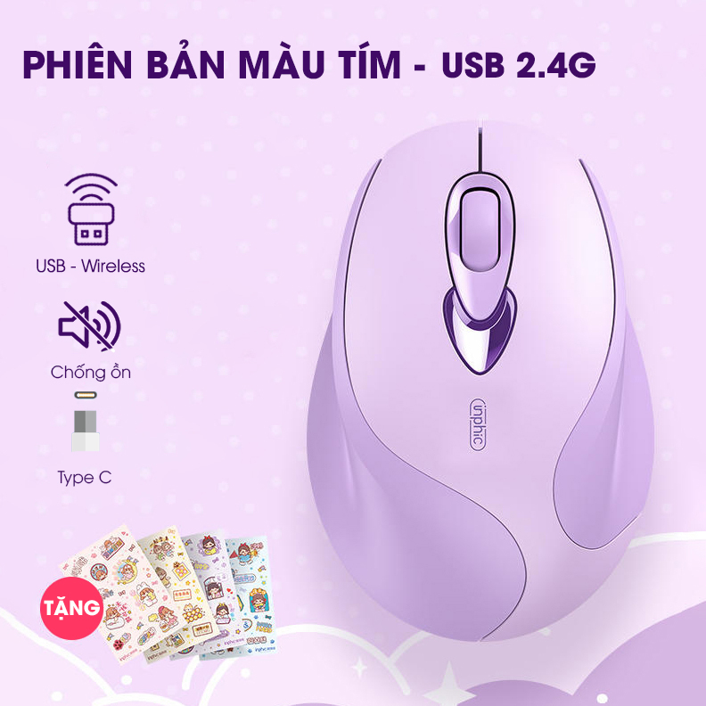 Chuột máy tính không dây hồng cute SIDOTECH M8 tắt âm silent cá tính pin sạc kết nối USB xa lên đến 15m với 3 mức điều chỉnh DPIthiết kế công thái học cho làm việc văn phòng chơi game - Hàng chính hãng
