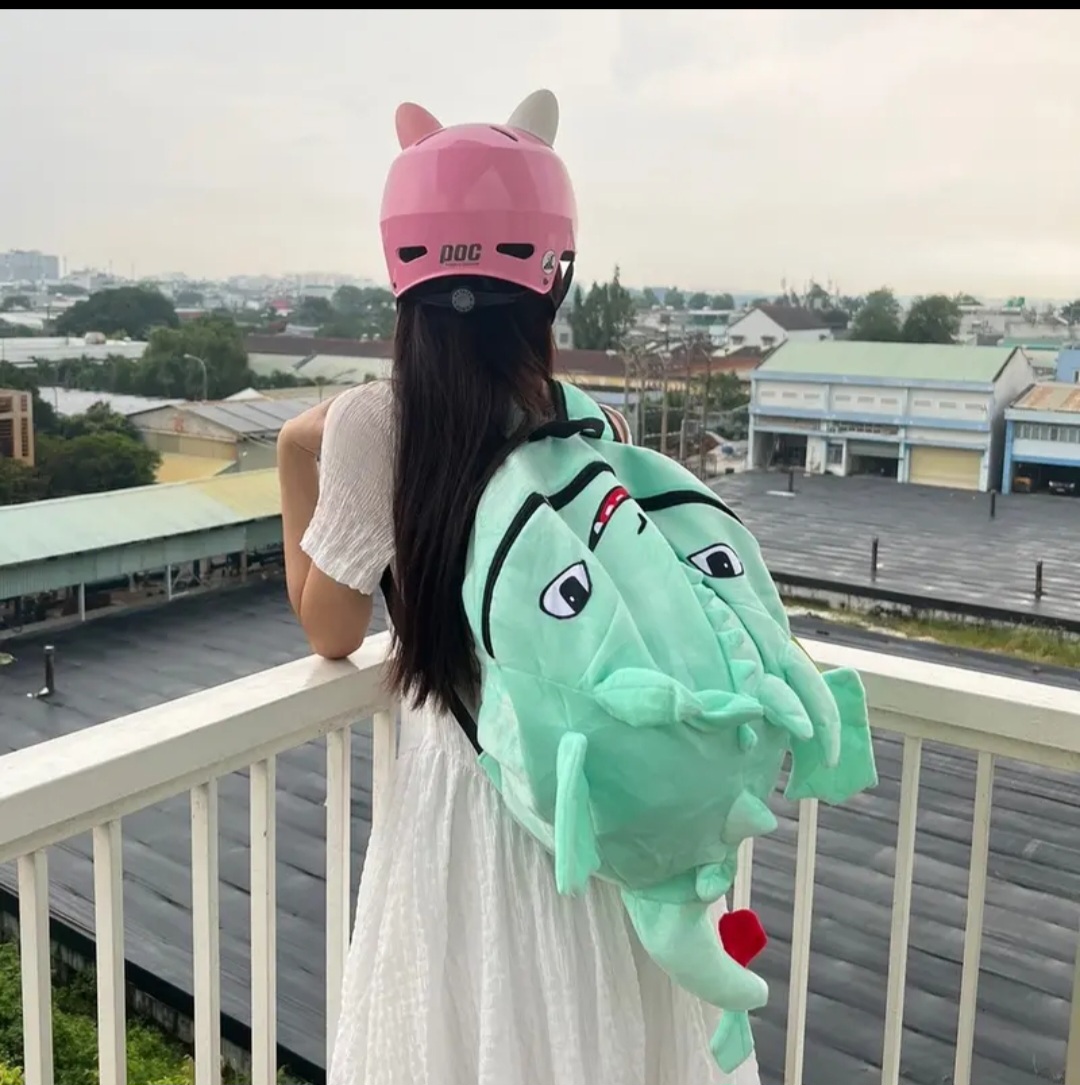 balo rồng vải nhung 2 lớp siêu dễ thương màu xanh ngọc