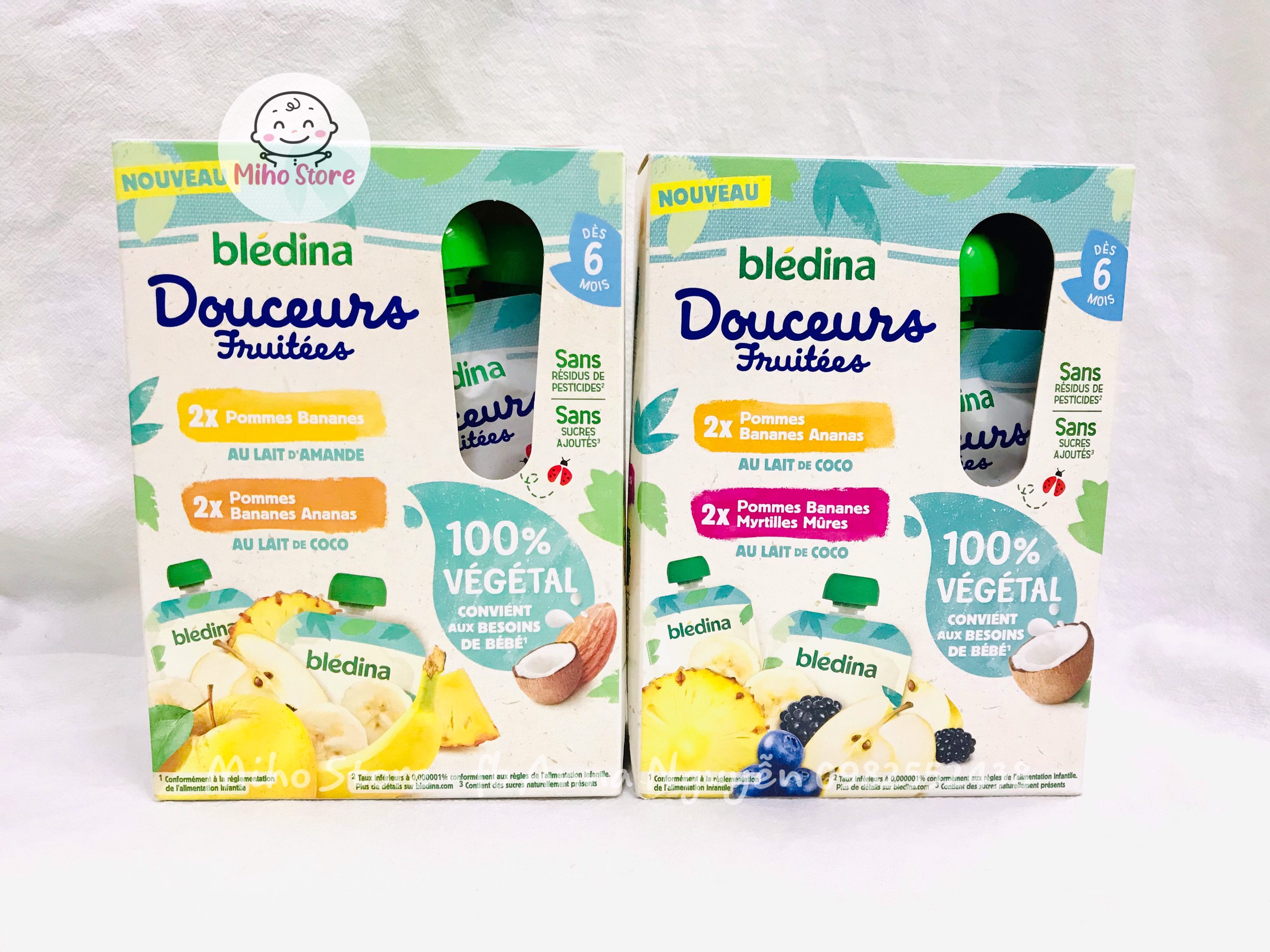 Sữa chua bledina douceurs hạnh nhân/dừa cho bé dị ứng đạm bò từ 6m túi vặn 90g