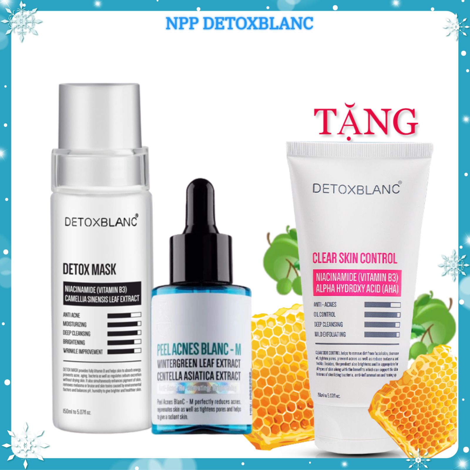 Combo xóa mụn thâm Detox BlanC tặng sữa rửa mặt sinh học