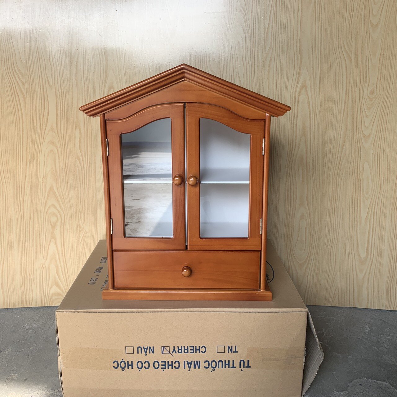 Tủ thuốc y tế gia đình bằng gỗ  - tủ thuốc treo tường trang trí, chăm sóc gia đình bạn F97