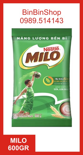 Bột Milo Nestle nguyên chất dạng bịch 600gr - bột cacao milo mili dầm