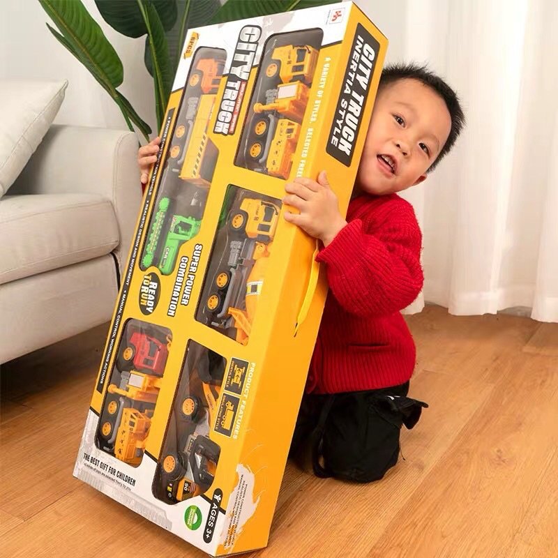 Xe Ô Tô Xe Công Trình Chuyên Dụng Đồ Chơi Xe Cẩu Size Lớn Chất Liệu Nhựa ABS An Toàn Đồ Chơi Xe Ô Tô Cho Bé Trai Hộp Đẹp 6 Xe Bao Gồm : Xe Ben, Xe Cẩu, Máy Ủi, Máy Đổ Bê Tông,...