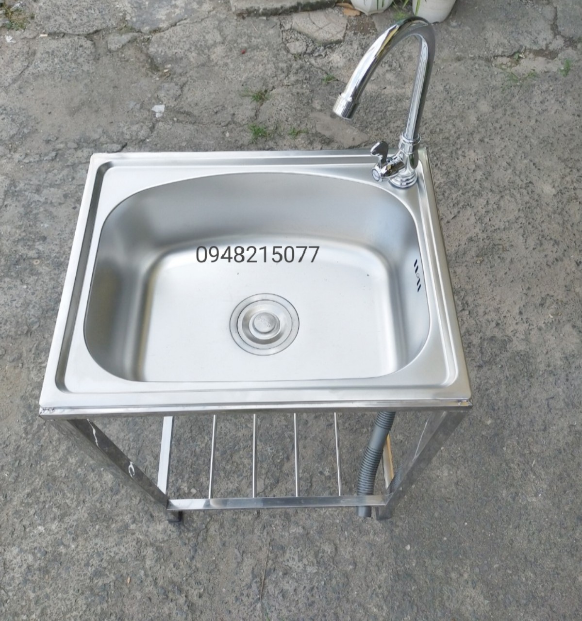 CHẬU RỬA 1HỘC  CÓ CHÂN INOX CAO CẤP KT: 40X50X75 DxRxC