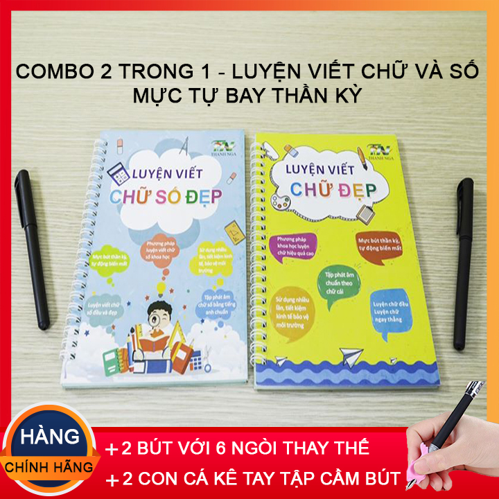 Bộ 2 quy.ển vở luy.ện viết chữ số đẹp thần kỳ hàng Việt Nam- mực tự bay dùng mãi mãi