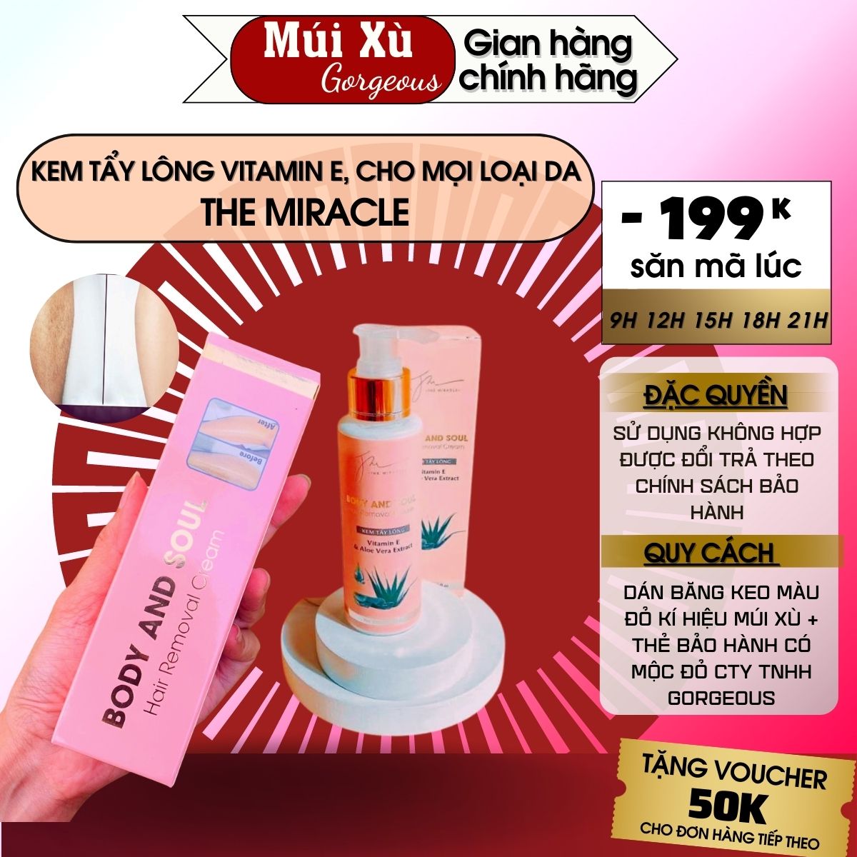 Kem tẩy lông Múi Xù 100ml Chiết Xuất Nha Đam dùng cho vùng kín, chân tay, body an toàn cho mọi loại da