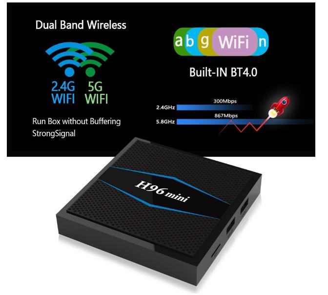 Thiết Bị Chuyển Đổi TV Thường Thành Smart TV H96 Mini Android 7.1 Amlogic S905W CPU 4 Nhân 2GB 16GB WIFI BT 4.0