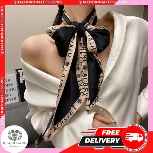 Khăn lụa Hàn Quốc phong cách cổ điển cho bạn gái, khăn lụa thắt nơ làm phụ kiện túi xách, chất liệu lụa mềm mại - KH31
