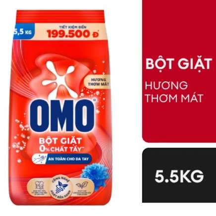 Bột giặt OMO công nghệ giặt xanh/ Tinh dầu thơm giúp xoáy bay vết bẩn loại bỏ mùi hôi túi 5.5kg/ 5.1kg