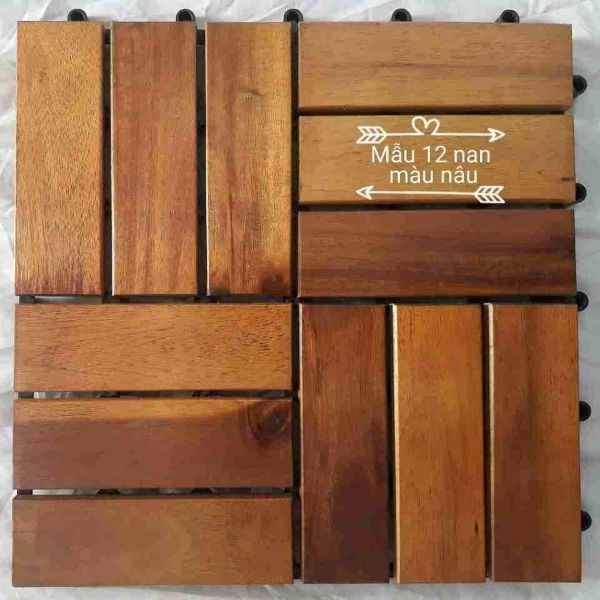 [HCM]Combo 10 tấm ván sàn gỗ - Mẫu 12 nan ( xử lý chống thấm + lên màu + sơn PU 3 lớp )