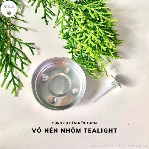 Vỏ nến Tealight nhôm 10G - Có kèm bấc cotton 2,5cm