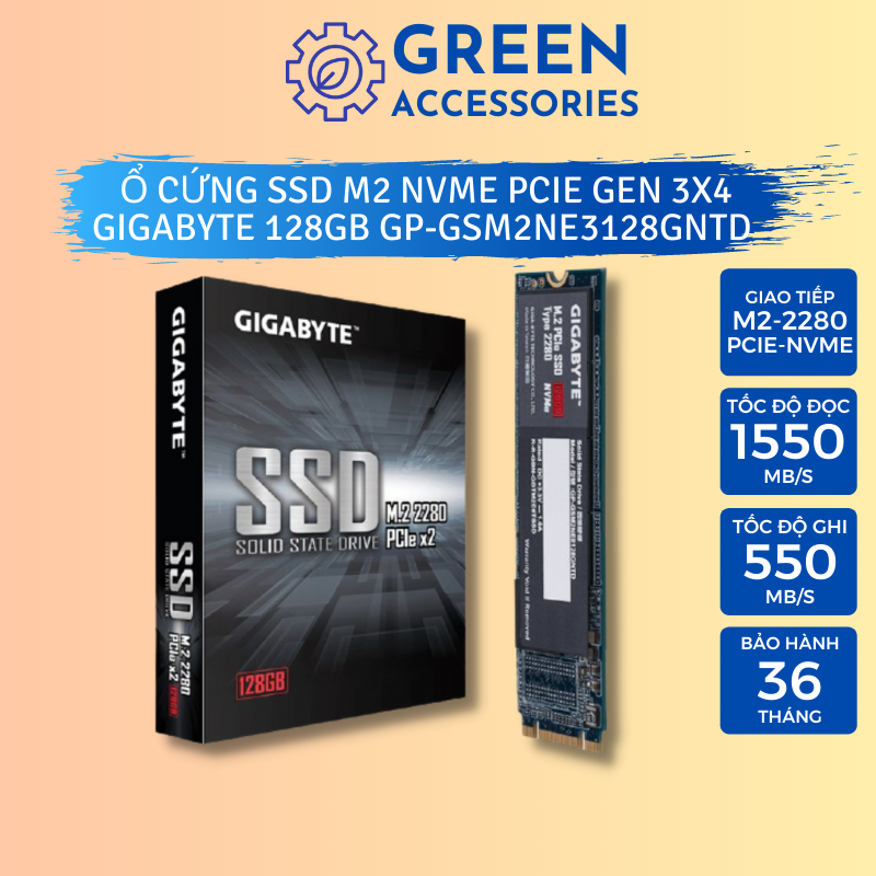 Ổ Cứng SSD M2 NVMe PCIe Gigabyte 128GB Gen3x4 GP-GSM2NE3128GNTD Chính Hãng