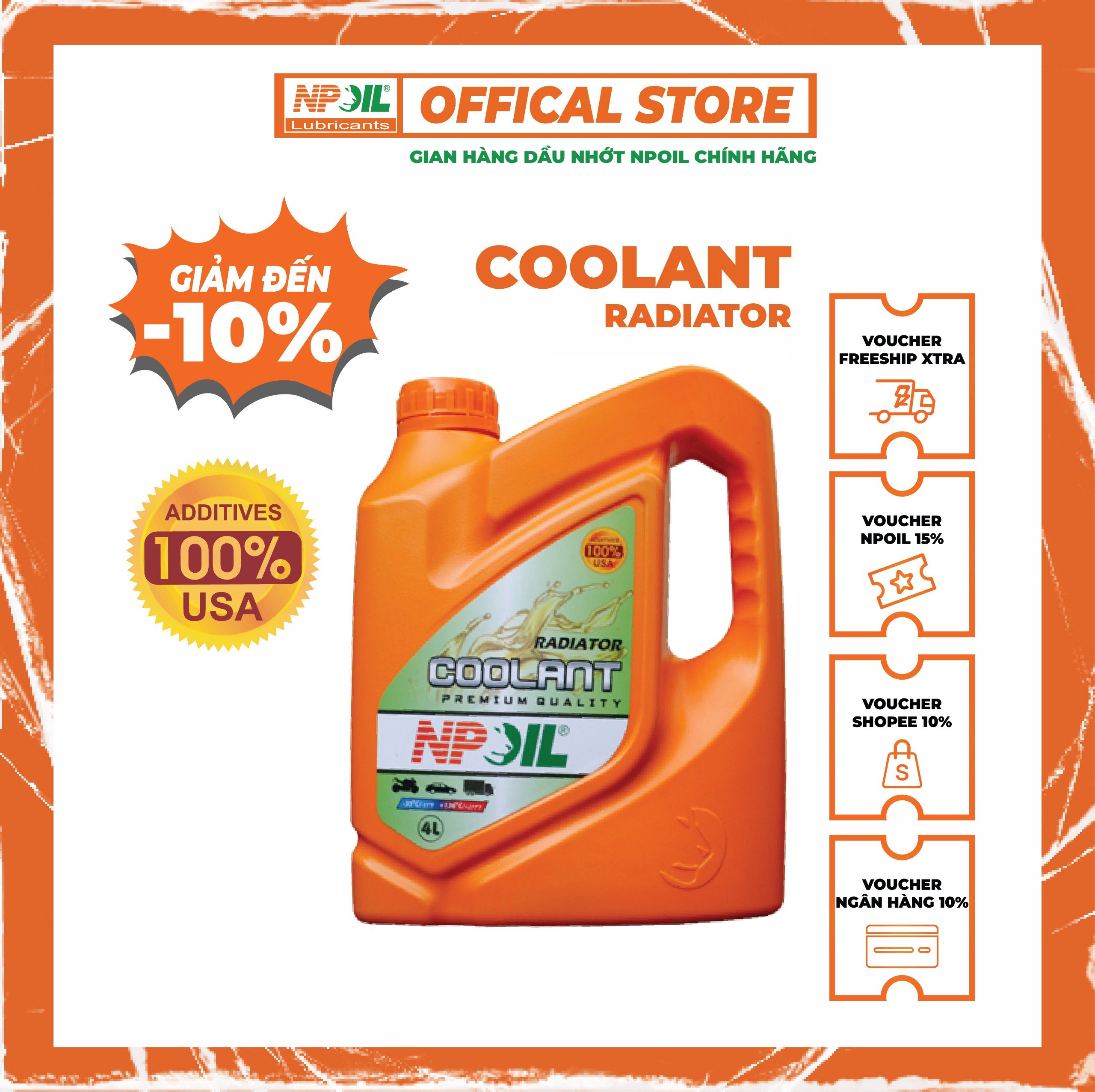 Npoil- nước làm mát động cơ np coolant màu hồng - can 4l