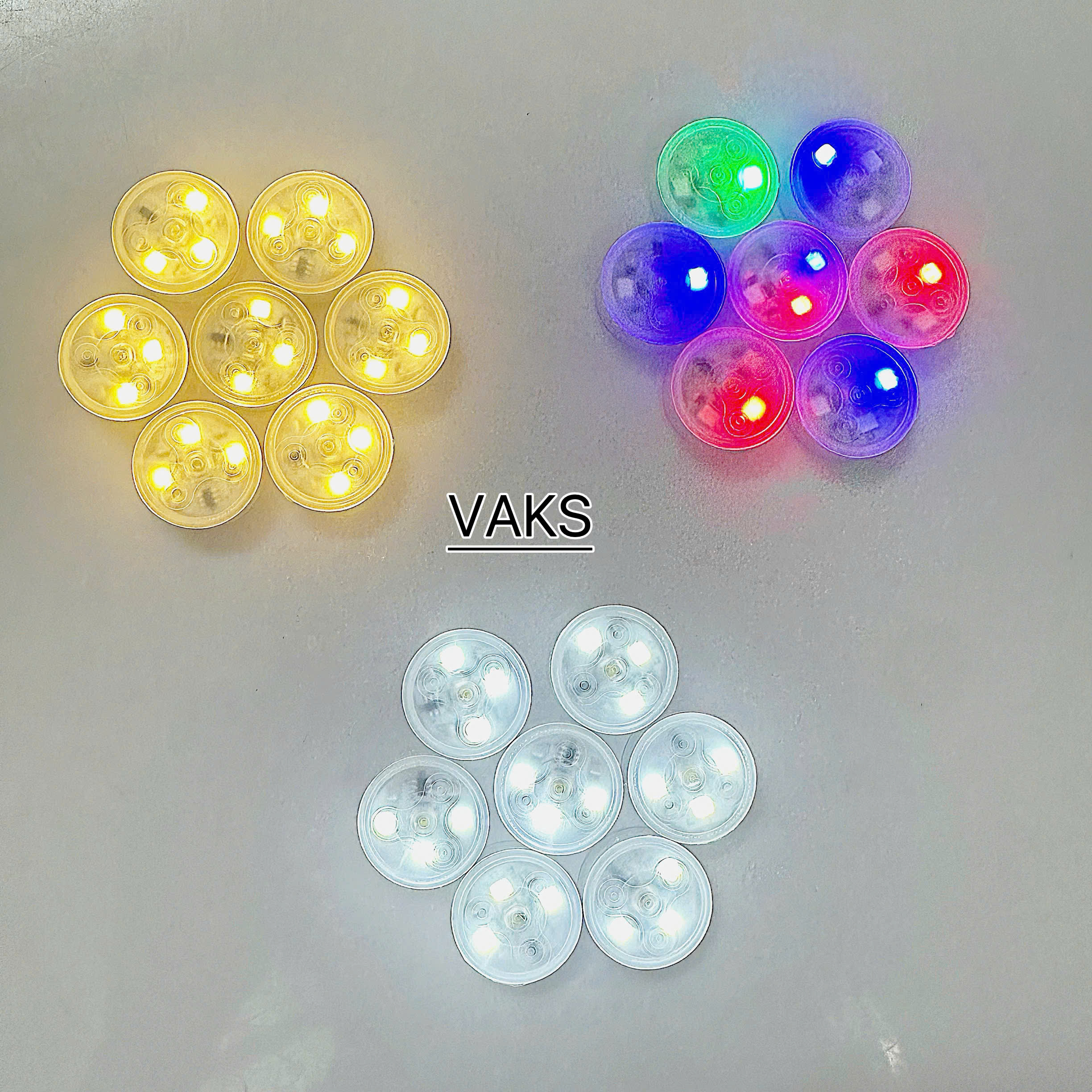 Combo 3 Đèn LED mini tròn nổi trên mặt nước có pin sẵn nhiều màu sắc nhấp nháy nhanh,chậm , sáng luôn trang trí hồ cá