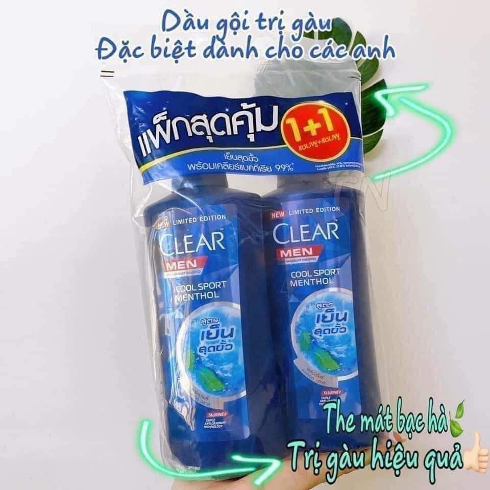 Cặp dầu gội clear men/ bạc hà thái lan mẫu mới