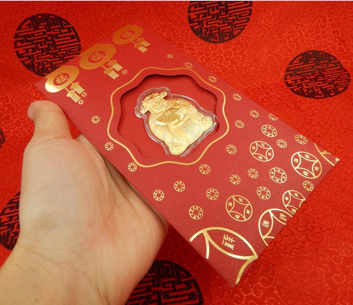 Lì xì thần tài mạ vàng 24K