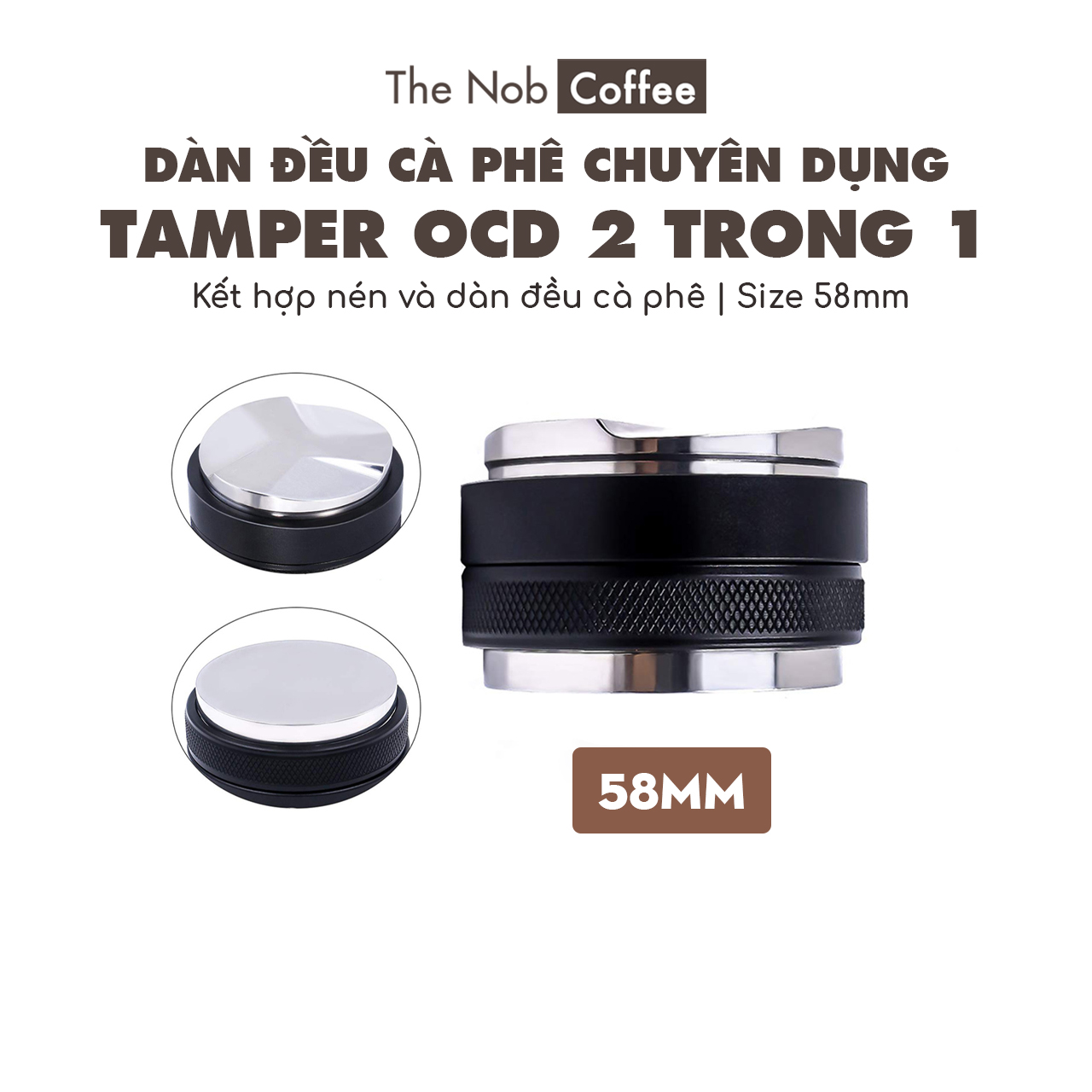 Tamper OCD 2 đầu size 58mm | Dụng cụ nén cà phê 2 đầu thông minh