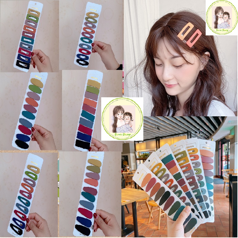 Set 5 cái Kẹp tóc mái màu đậm xinh đẹp làm nổi bật mái tóc bạn nữ hottrand