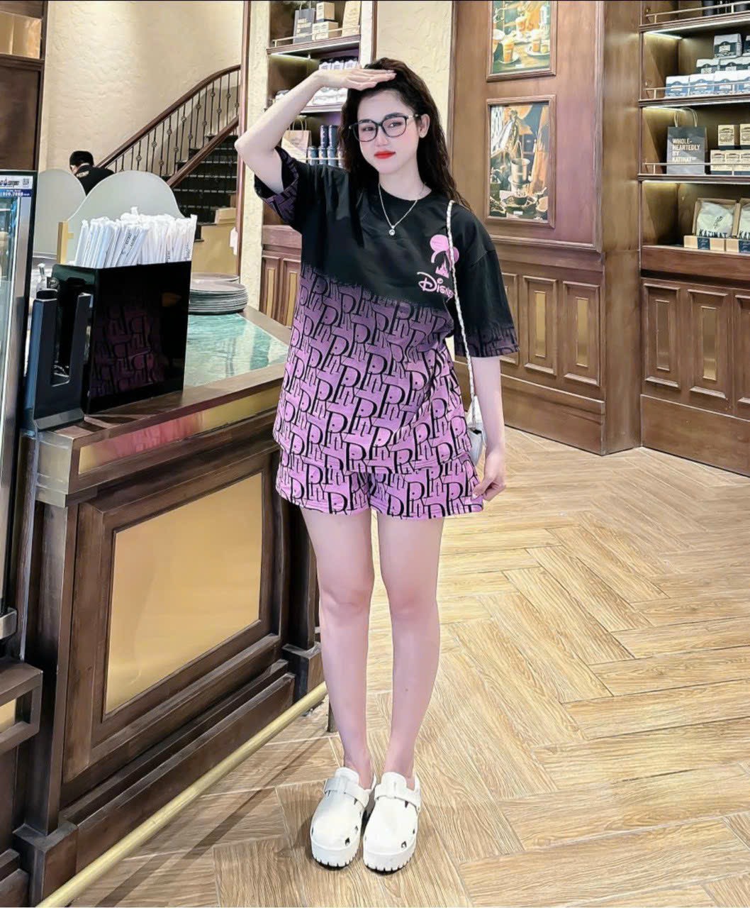 Set Bộ Thun In 3D Áo Tay Lửng Form Rộng Kèm Quần Đùi , Chất Co Dãn Thoả Mái Có 2 Màu Trắng Đen