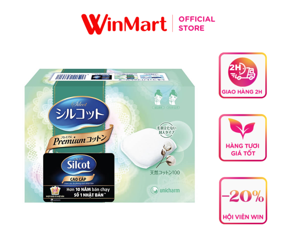 [Siêu thị WinMart] - Bông tẩy trang Silcot cao cấp hộp 66 miếng