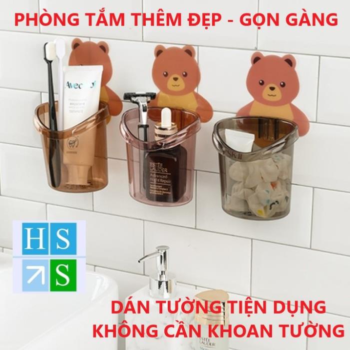 CỐC GẤU dán tường đựng bàn chải, kem đánh răng, đồ nhà tắm đa năng không phải khoan đục - HS Sài Gòn