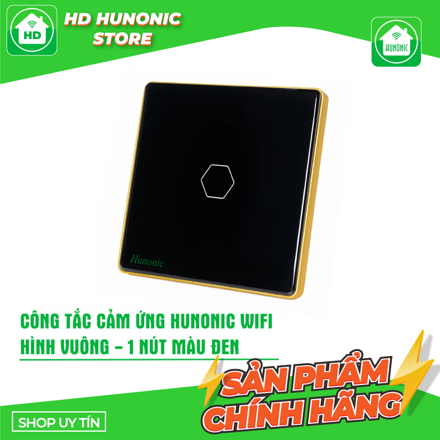 Công tắc cảm ứng , công tắc hunonic luxury hình vuông, điều khiển từ xa bằng điện thoại, thiết bị điện thông minh, mẫu mã đẹp, sang trọng