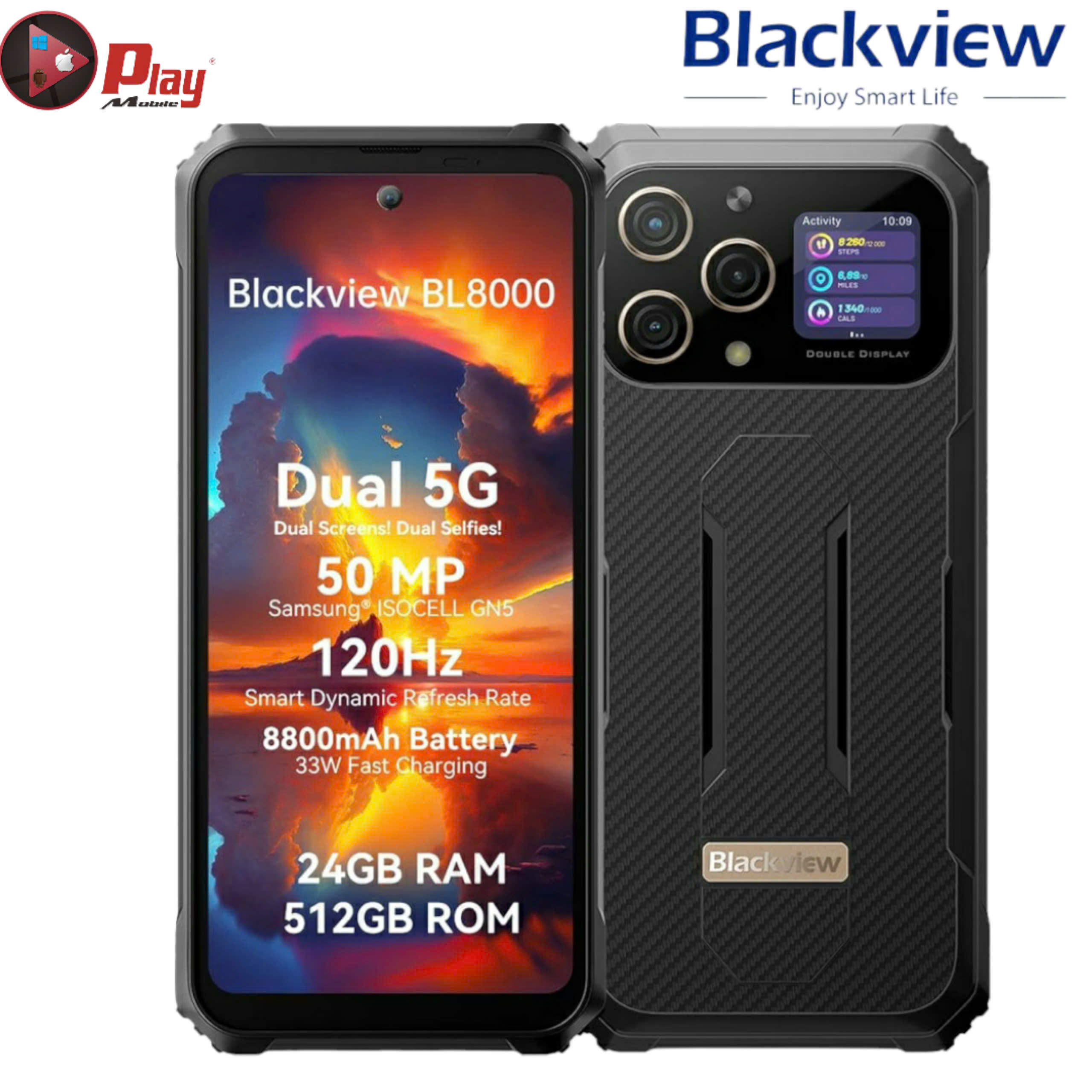 Blackview BL8000 5G 24G/512GB PIN 8800 mAh Màn 120Hz |siêu bền bỉ | Tặng Sạc Nhanh 45W