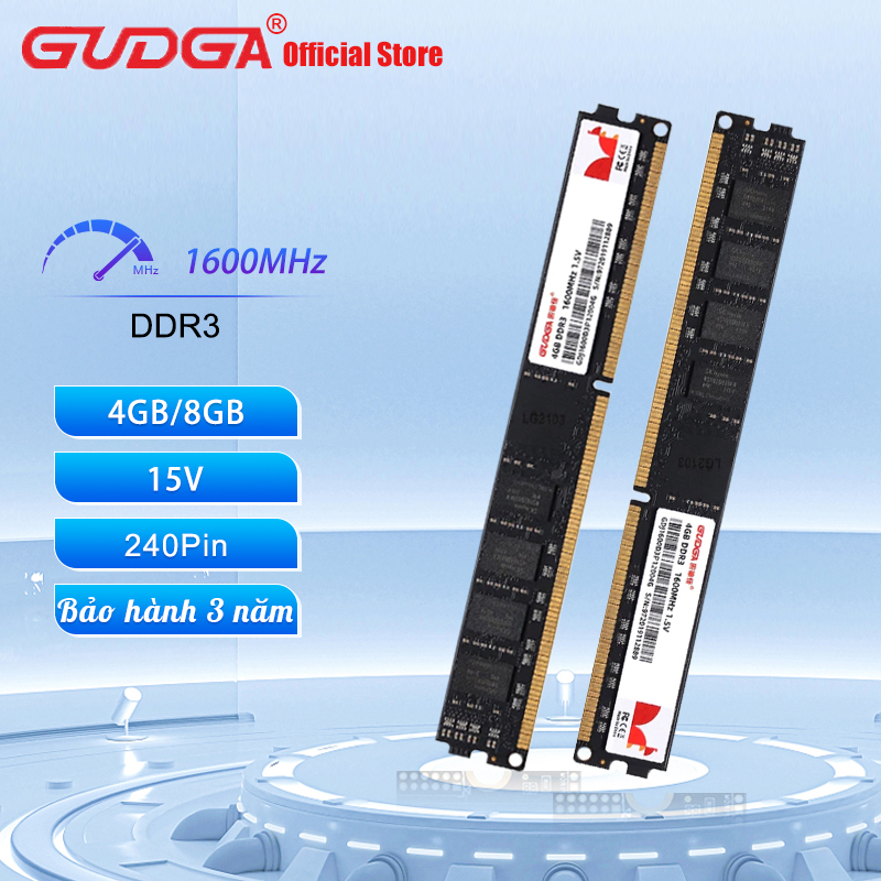 Gudga ddr3 4gb 8gb ram bộ nhớ máy tính để bàn 1600 mhz 1.5v 240 pin máy tính để bàn dimmable pc ddr3 ram ddr3 8gb 4gb ram máy tính để bàn