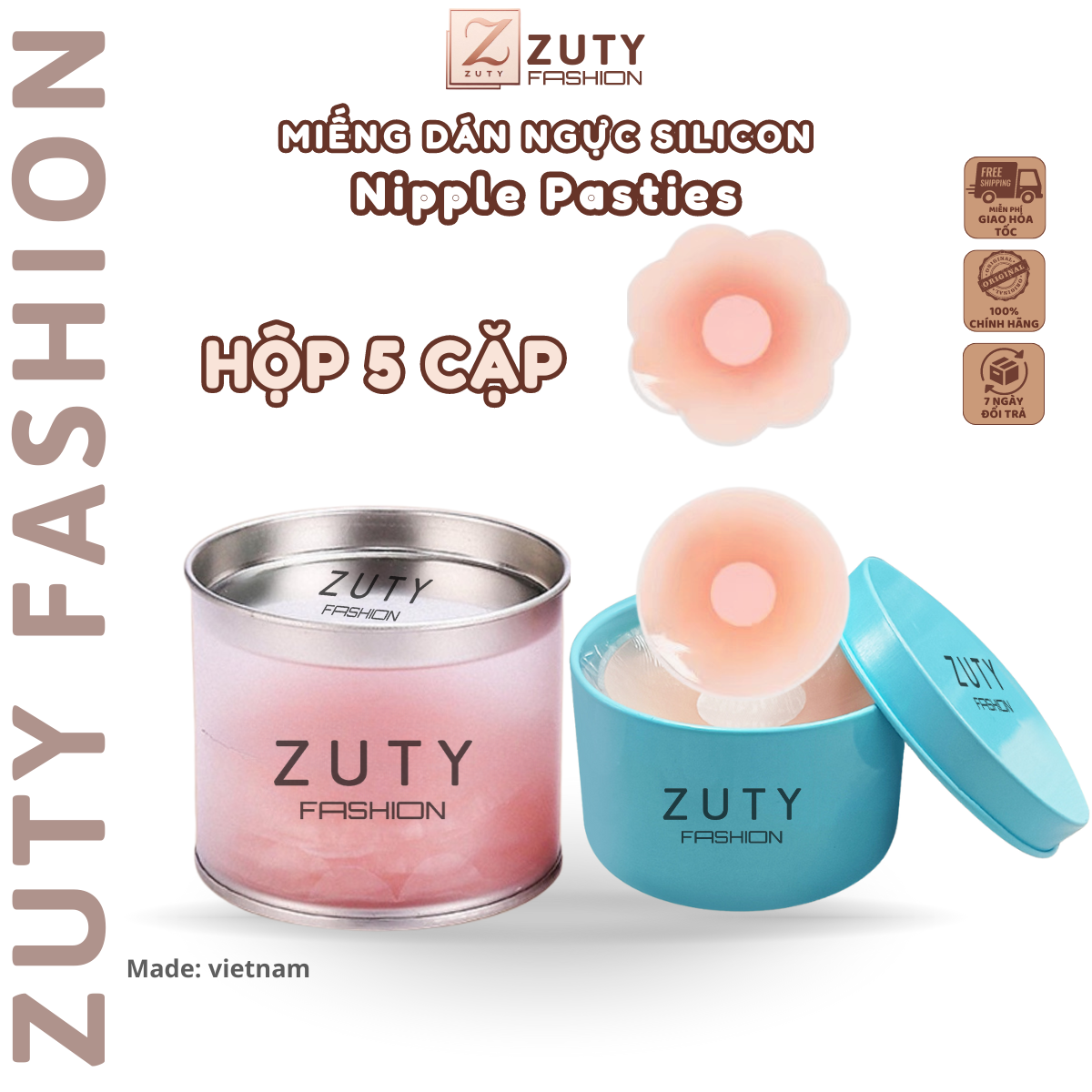  Miếng dán ti núm vú ngực nữ silicon bông hoa hình tròn hộp 10 miếng dùng nhiều lần ELSA BRA 