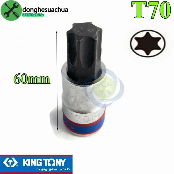 Đầu tuýp sao t70 1/2 kingtony 402370 dài 60mm trắng đen