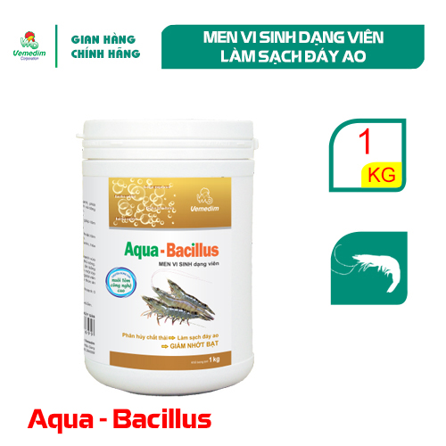 "Hoàn tiền đến 10%" Vemedim Aqua Bacillus, men vi sinh dạng viên phân hủy chất thải, làm sạch đáy ao tôm, giảm nhớt bạt, lon 1kg