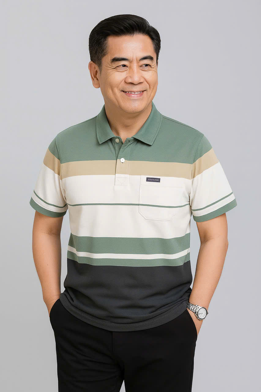 Middle-Aged Men's T-Shirt with Pockets - Elegant Collared Shirt, High-Class Middle-Aged Style - 3