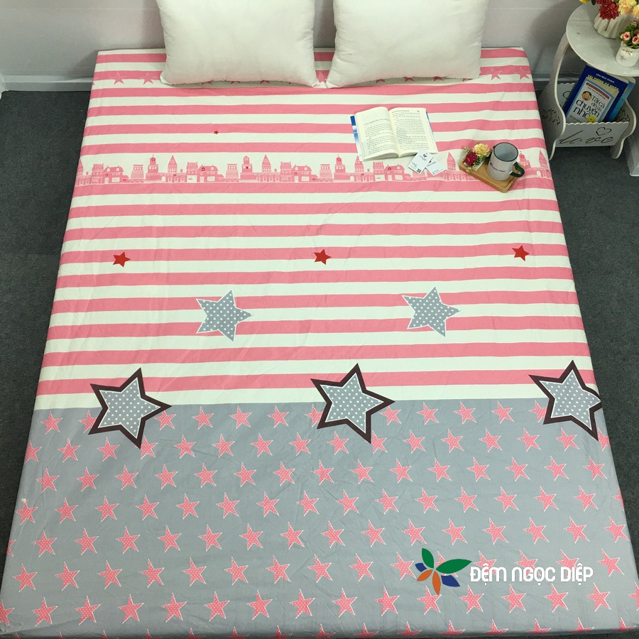 Ga chống thấm cotton, drap chống thấm trải giường nằm trực tiếp 2 trong 1 mẫu Cờ mĩ  đầy đủ kích thước