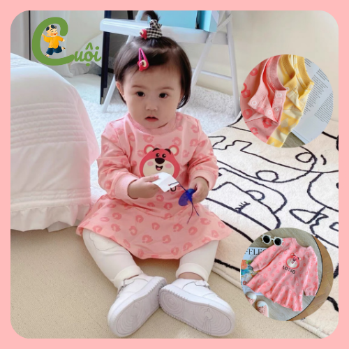 Váy cho bé, váy nỉ đuôi cá dài tay cho bé gái, màu sắc dễ thương cho bé mặc đi học đi chơi size từ sơ sinh đến 5 tuổi