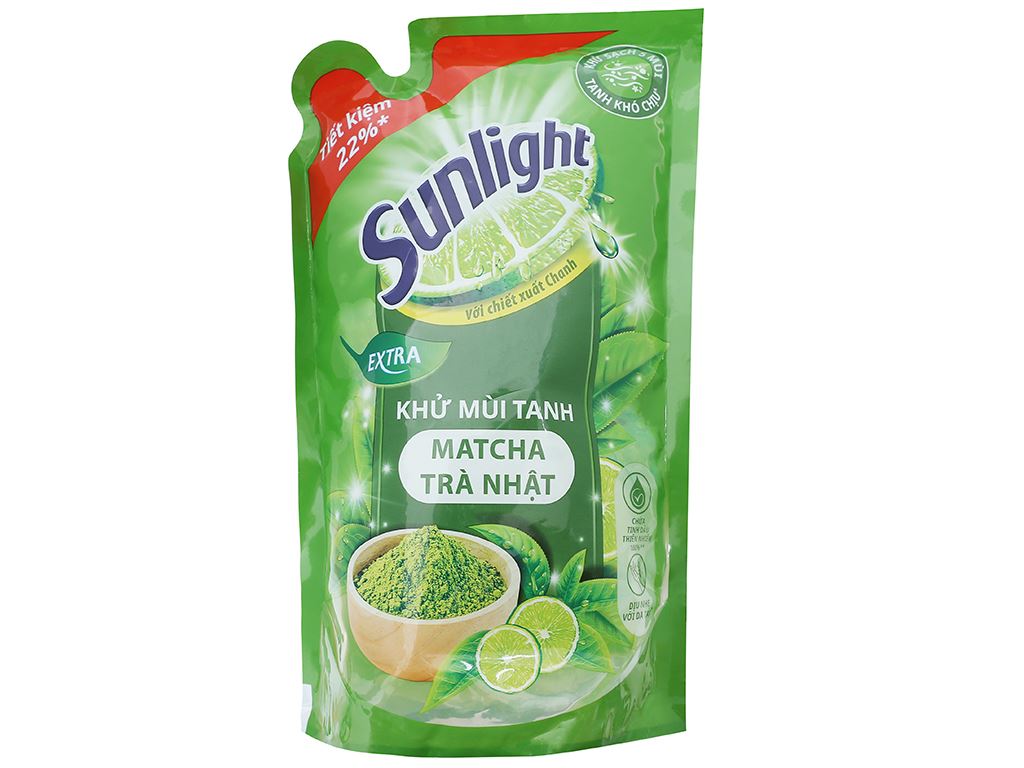 Nước Rửa Chén Sunlight Matcha Trà Xanh 750g - khử mùi tanh hiệu quả