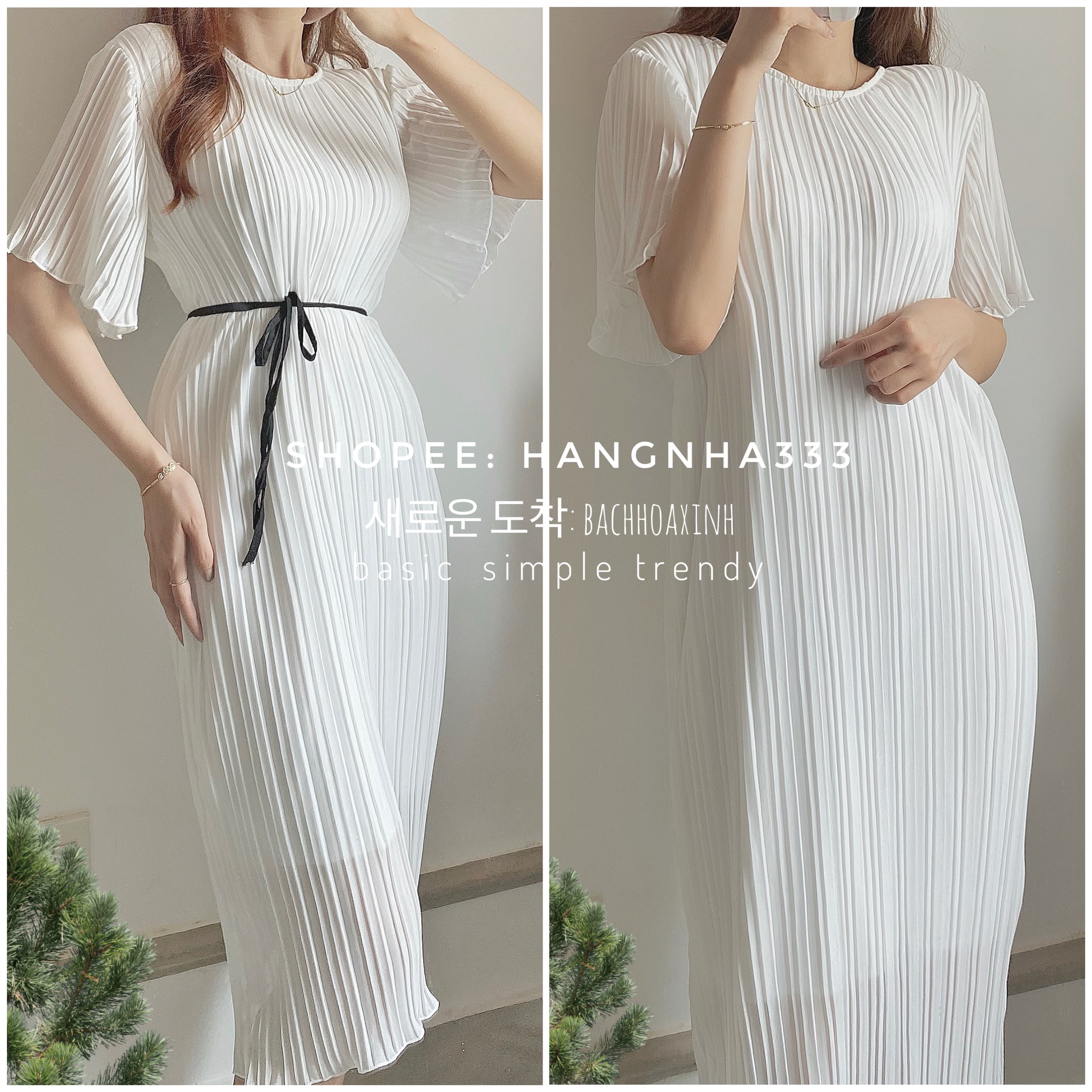 New Arrival || Đầm xếp ly tay ngắn dáng suông dáng dài basic trendy Ulzzang