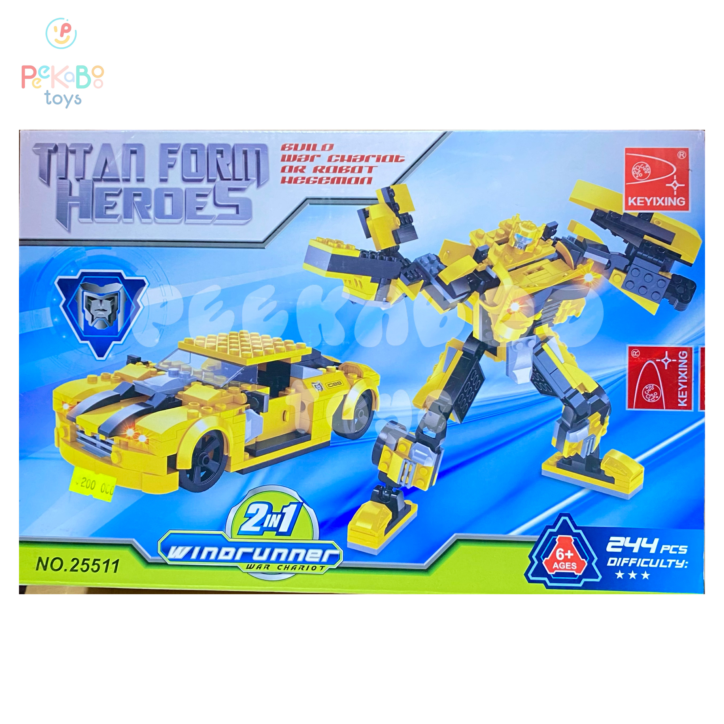 Bộ xếp hình người máy biến hình xe hơi titan form heroes 2in1 244 mảnh - 25511 đồ chơi trẻ em peekaboo toys