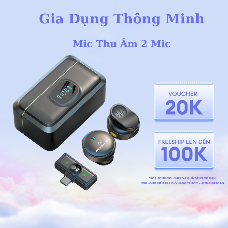 Mic Thu âm Livestream Điện Thoại Kẹp Áo Không Dây Dòng 2 Mic Mini Micro Thu Âm Cài Áo Chuyên Nghiệp Chống Ồn Dùng Cho Trợ Giảng Tương Thích Iphone Ipad Android