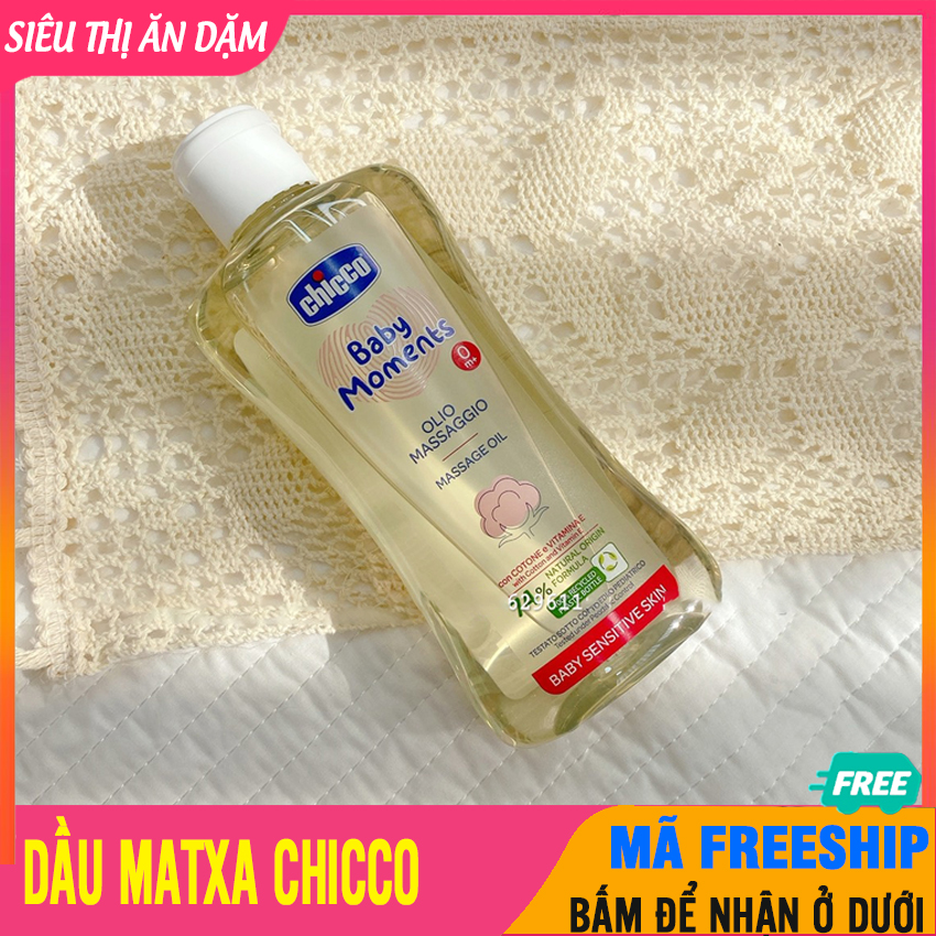 Dầu massage dưỡng ẩm cho bé sơ sinh chicco 200ml chiết xuất hạt bông - dầu mát xa cho bé sơ sinh, dầu massage dưỡng ẩm trẻ em, tinh dầu dưỡng ẩm da bé, tinh dầu massage - siêu thị ăn dặm- matxa chicco - 8058664129331