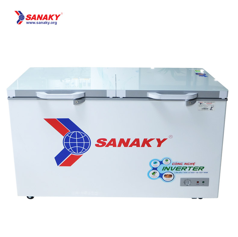 [Trả góp 0%]Tủ đông Sanaky mặt kính 2 chế độ Inverter ( xám ) VH-4099W4K dung tích thực 280 lít 2 cửa 2 ngăn