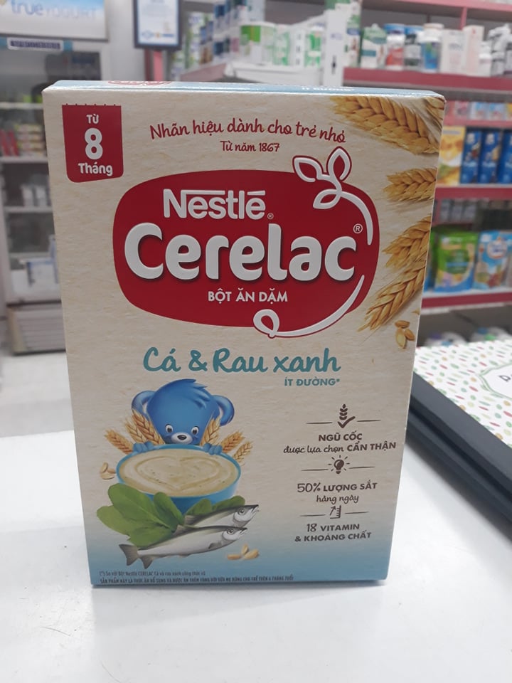 Bột ăn dặm Cerelac vị mặn cá rau xanh, 8 tháng, hộp 200g
