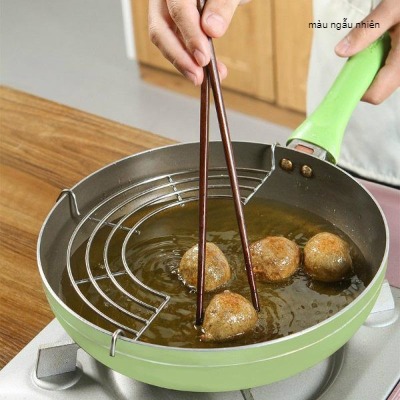 Vỉ gác chảo chiên ráo dầu bằng inox size 26cm, vỉ gác chảo chiên đồ ăn
