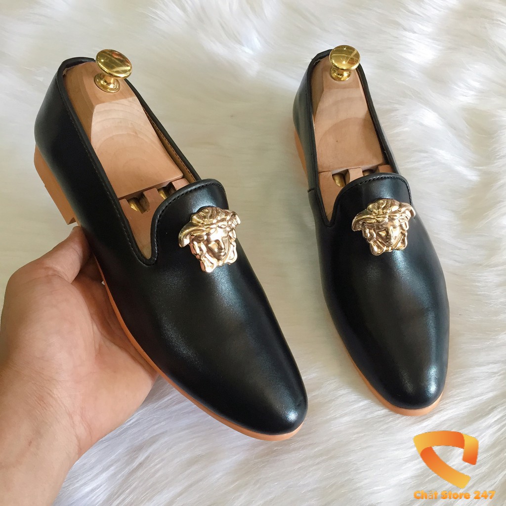 Giày tây nam da trơn mũi nhọn hàn quốc logo VS