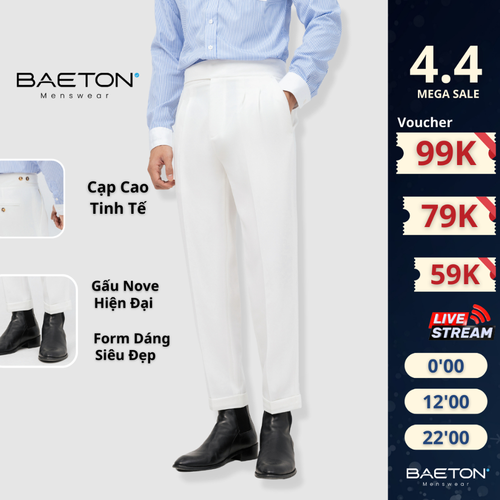 Quần cạp cao nam dáng baggy Hàn cao cấp CEM thương hiệu BAETON - A03