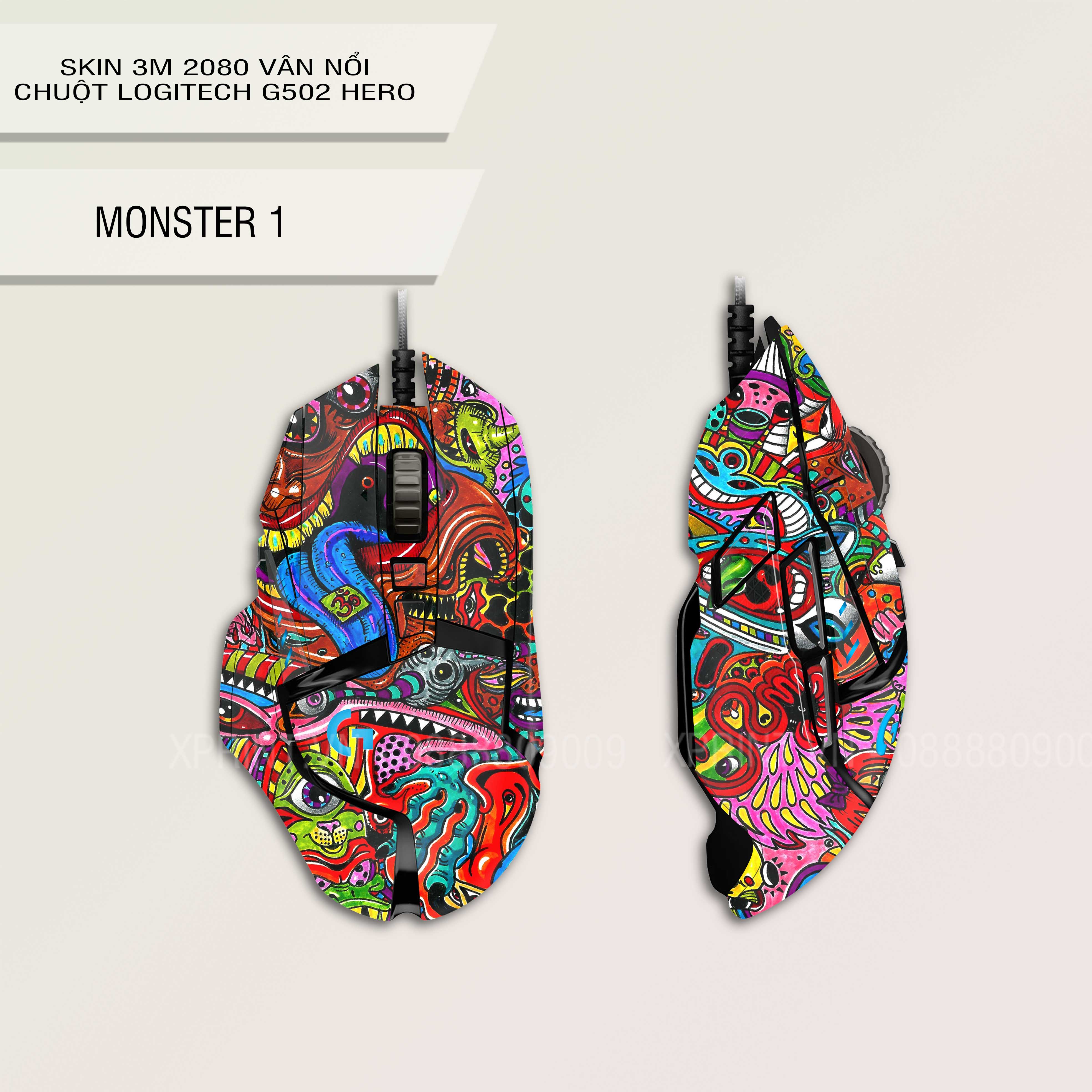 Miếng dán, skin 3m vân nổi 2080 chuột máy tính logitech g402/ g502 hero...